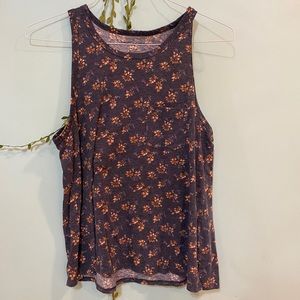 Flowy and floral dark blue tank top